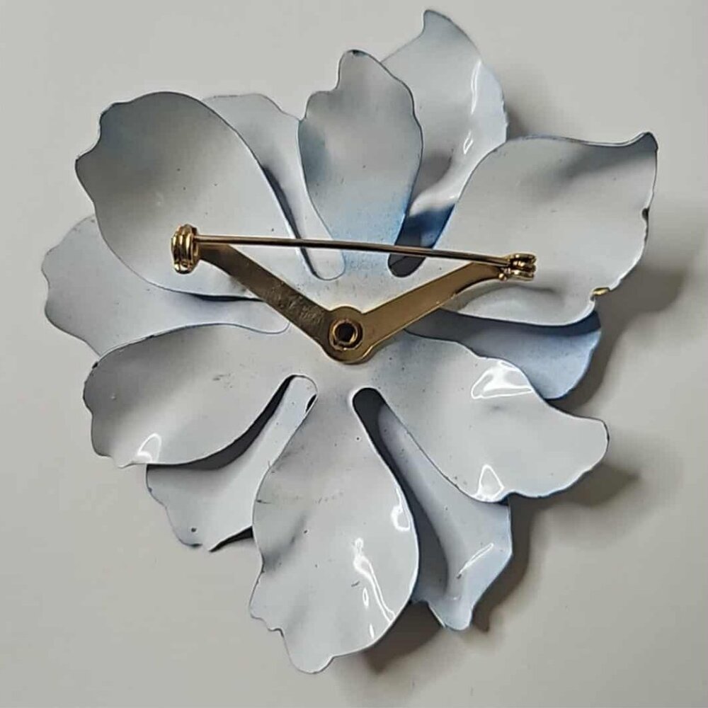 Vintage blue  floral brooch - Picture 3 of 3